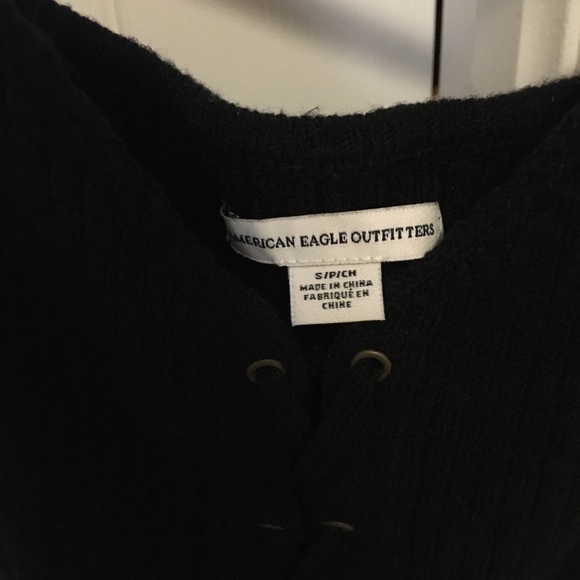 American Eagle Black Knit Tied Tank Top - Picture 2 of 3